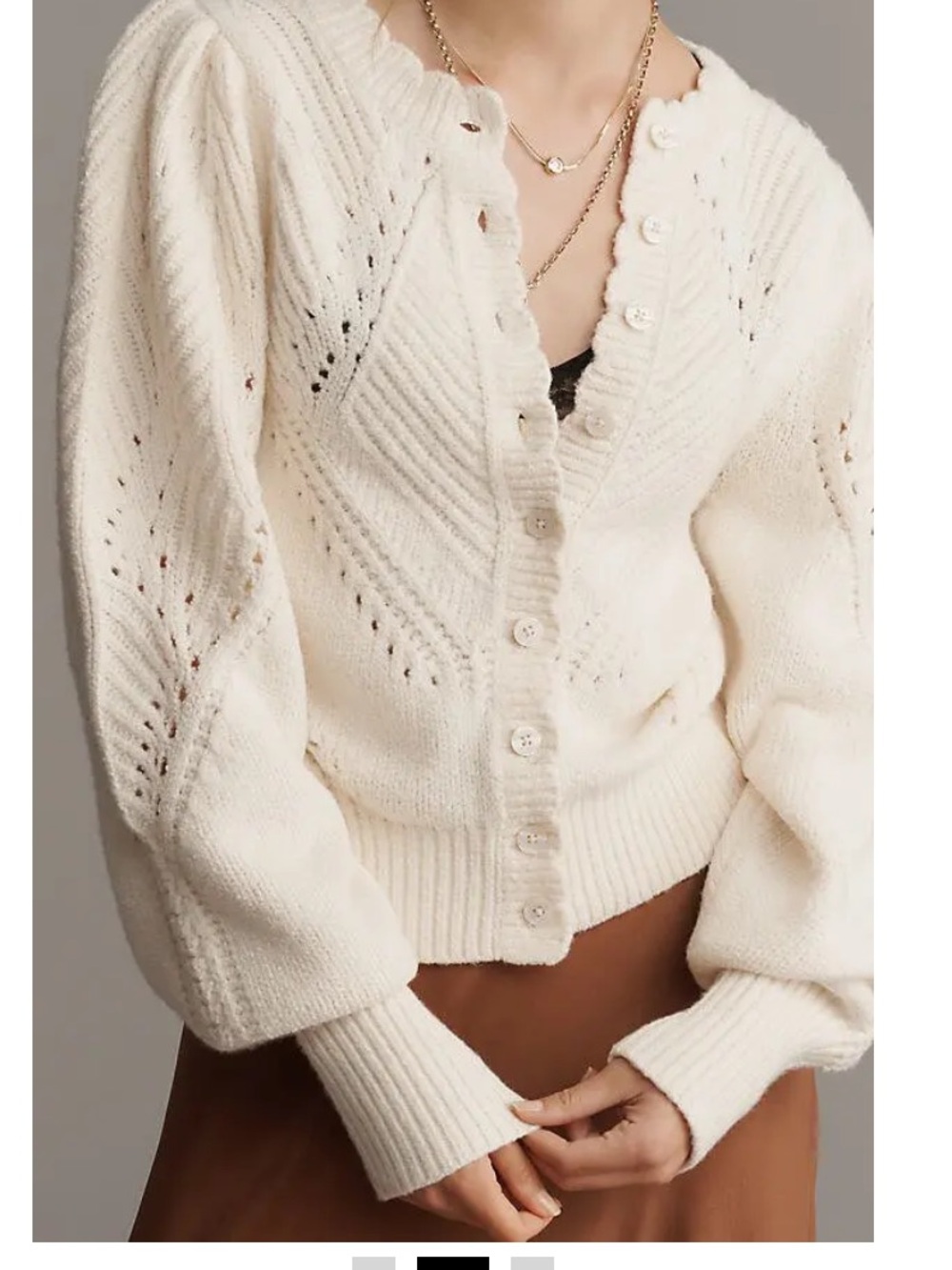 ANTHROPOLOGIE
Pointelle Scalloped Cardigan Sweater small